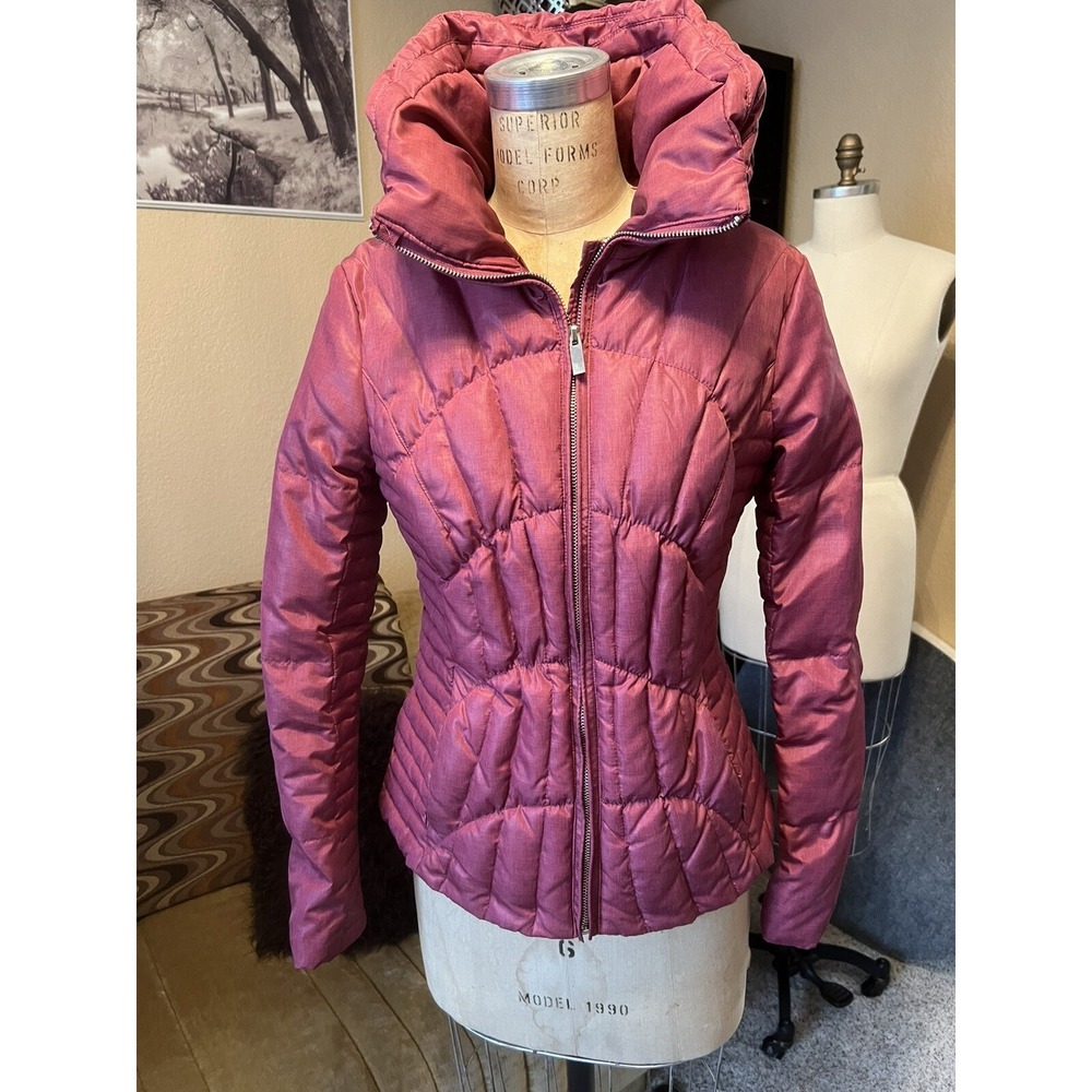Blanc Noir New down /feather PUFFER Quilted JACKET Coral PINK Sz S